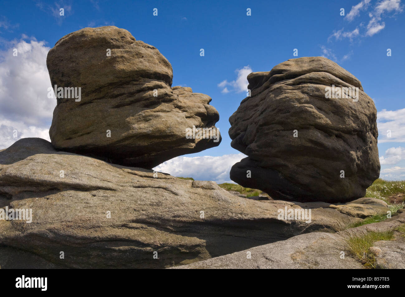 The Wain Stones on Bleaklow Moor, on the Pennine Way footpath, Peak District National Park, Derbyshire, England Stock Photo