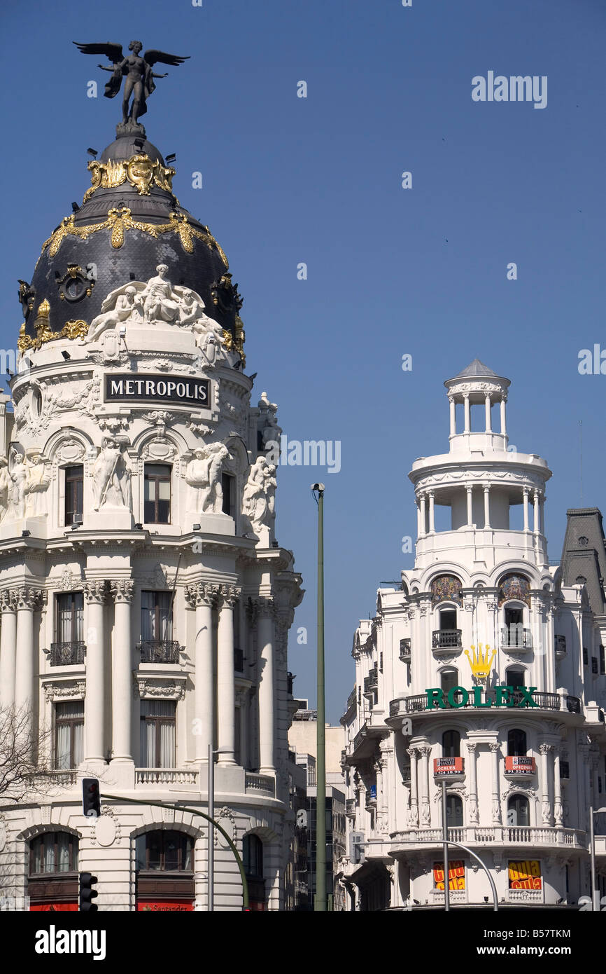 Metropolis building, Calle de Alcala, Madrid, Spain, Europe Stock Photo