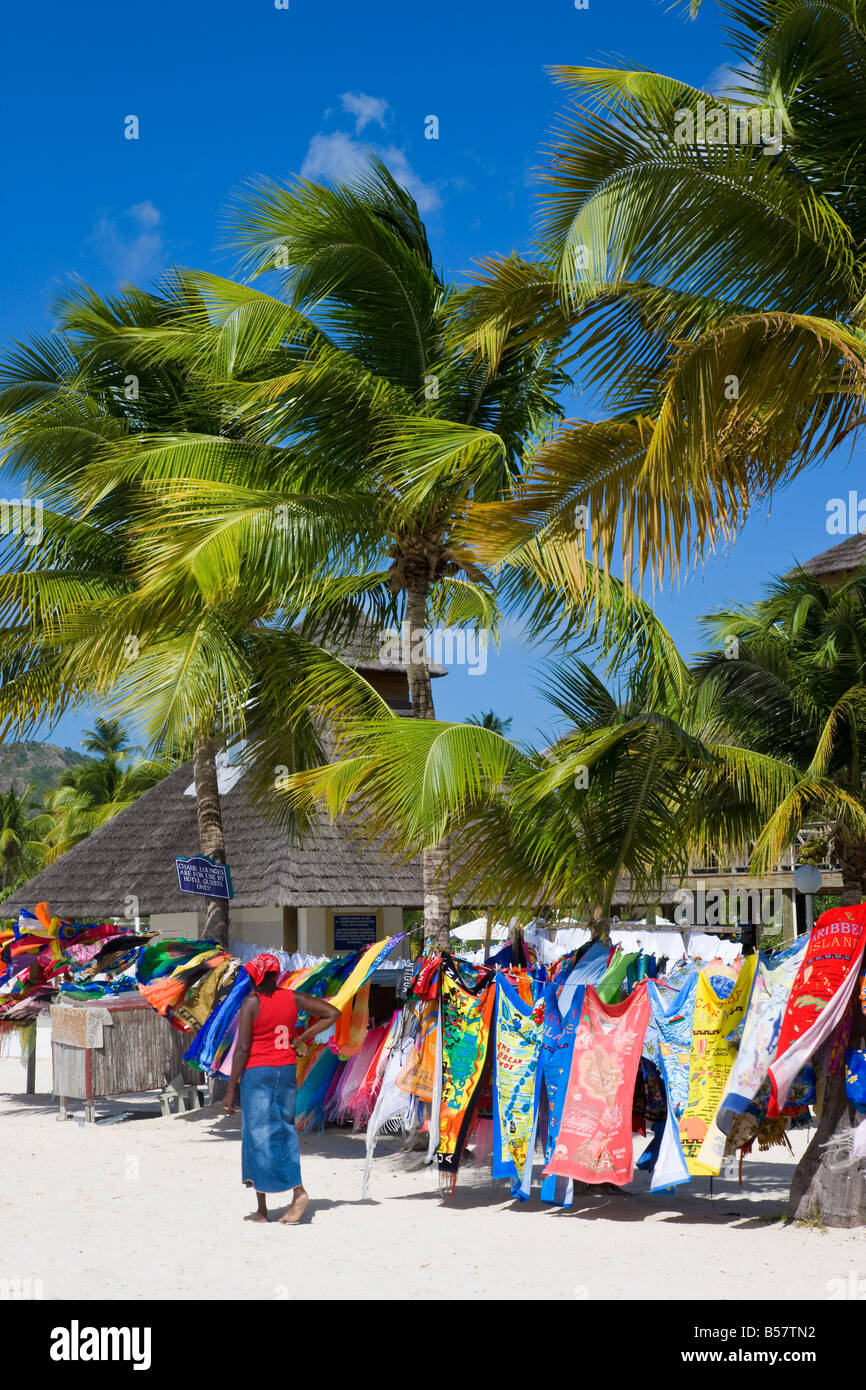 Colourful designs for sale along Jolly Beach, Antigua, Leeward Islands, West Indies, Caribbean
