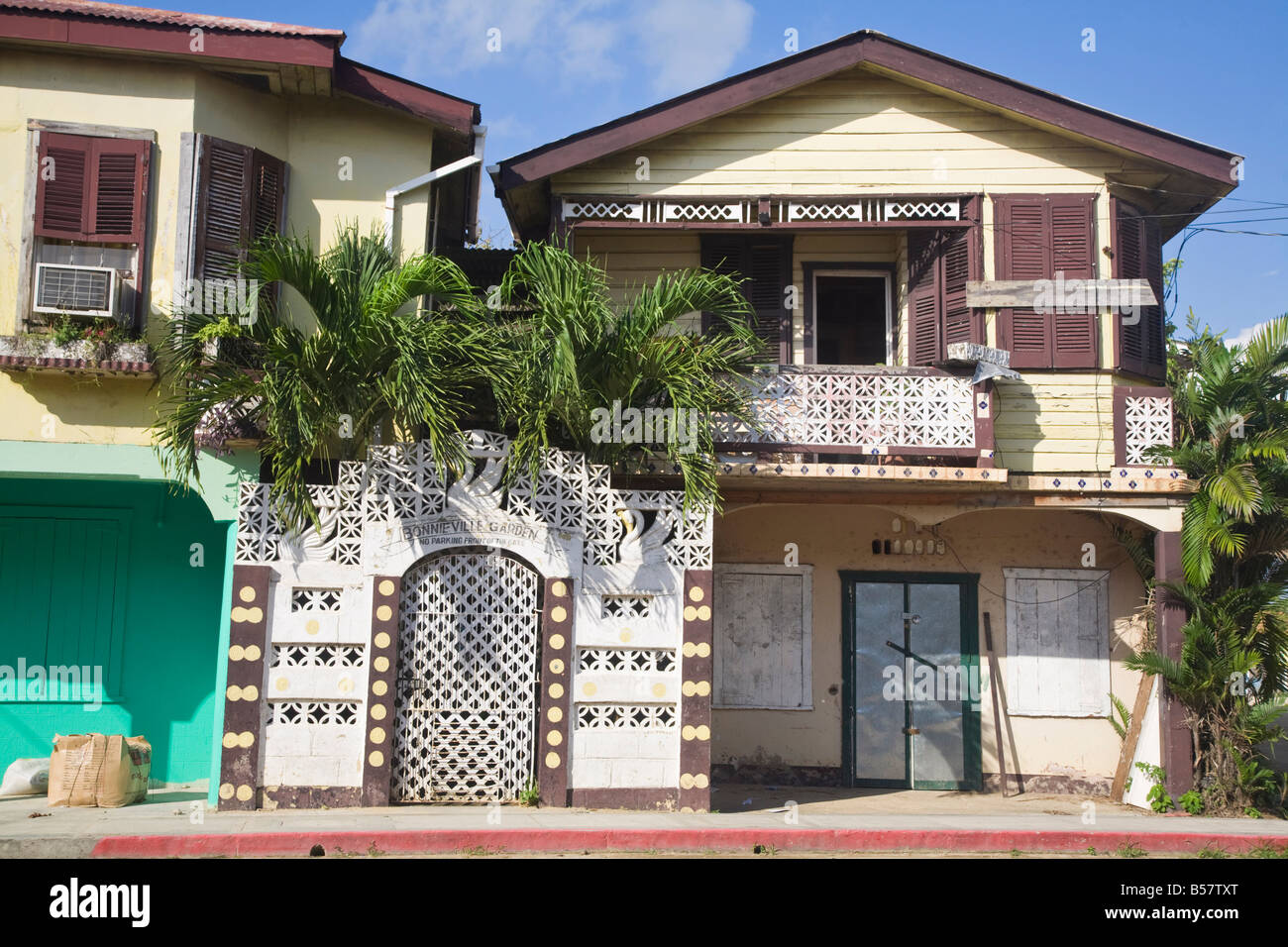 Houses, Dangriga, Belize, Central America Stock Photo