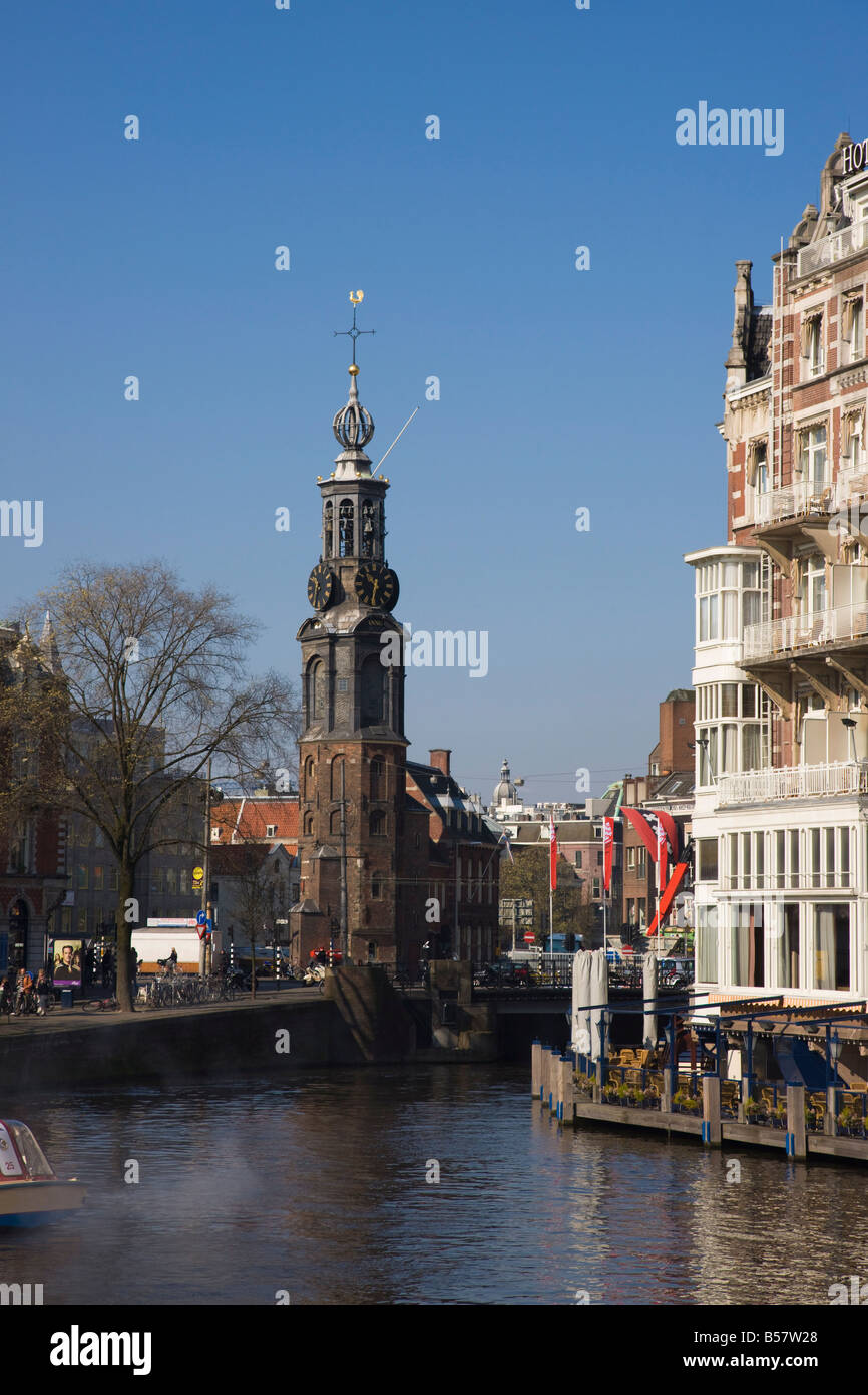 The Munttoren (Mint Tower) on the Amstel River, Amsterdam, Netherlands, Europe Stock Photo