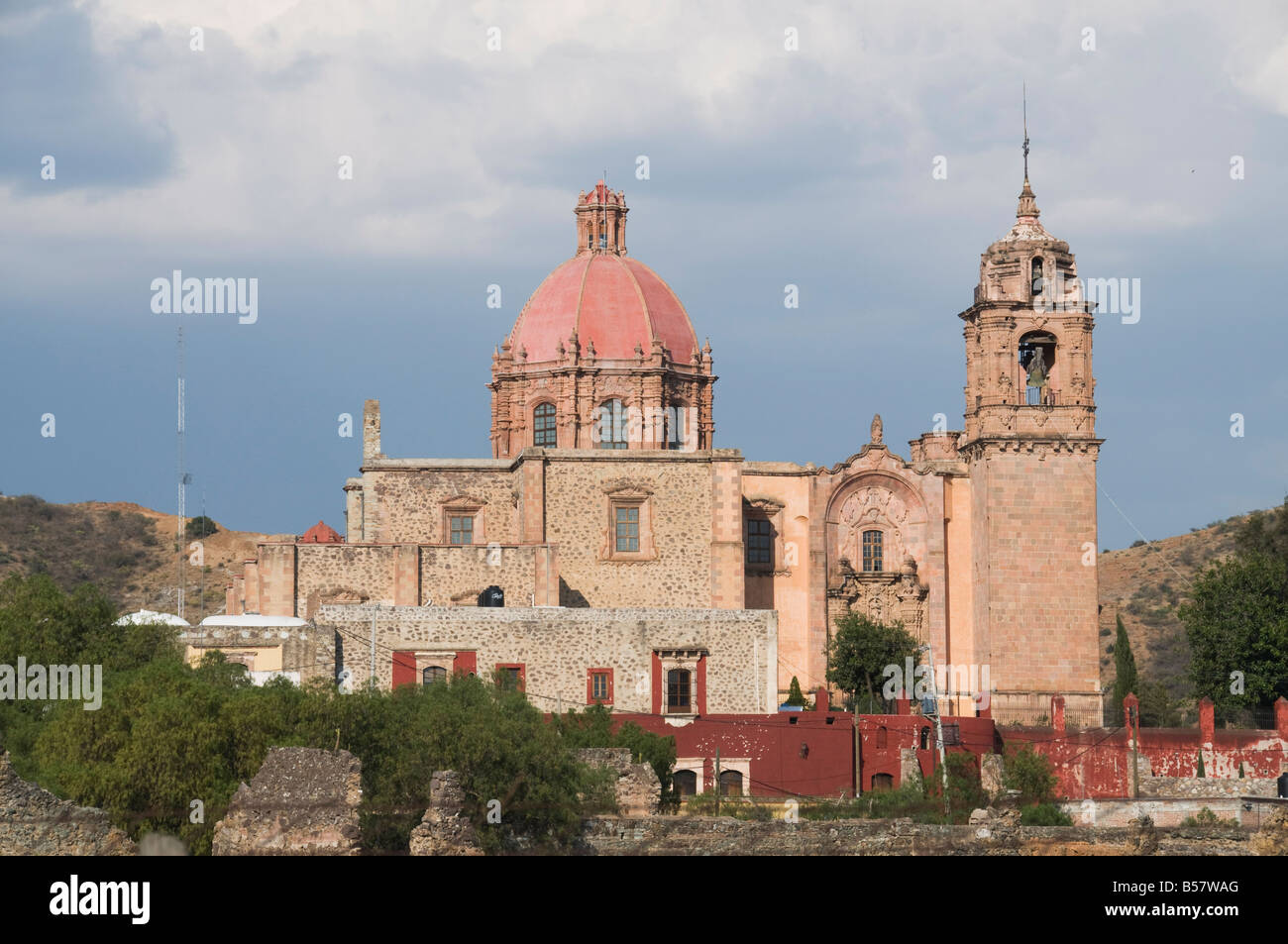 Church of Templo de San Cayetano or La Valenciana in the suburb of La Valenciana, in Guanajuato, Guanajuato State Stock Photo