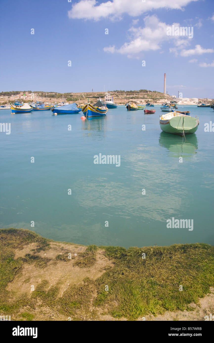 Traditional coloured boats, Marsaxlokk, Malta, Mediterranean, Europe ...