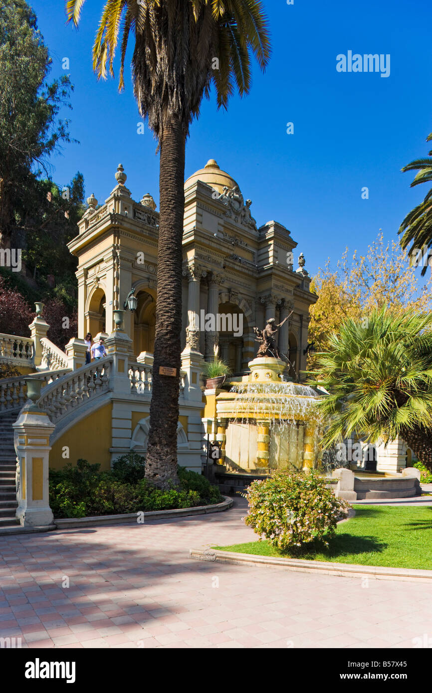 Cerro Santa Lucia (Santa Lucia park) and the ornate Terraza Neptuno fountain, Santiago, Chile, South America Stock Photo