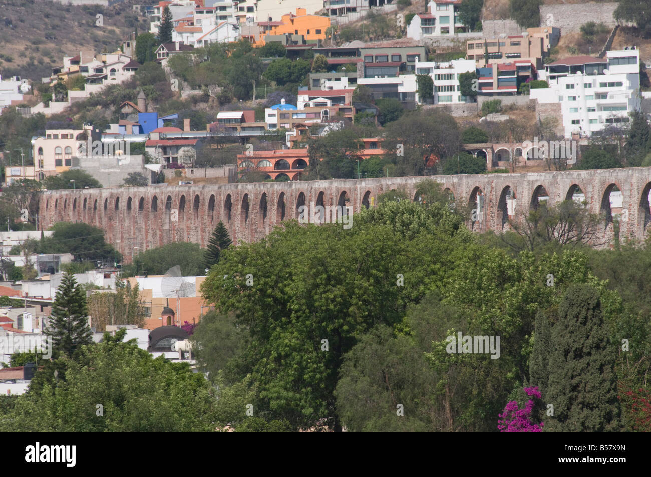 Amazing aqueduct, Queretaro, Queretaro State, Mexico, North America Stock Photo