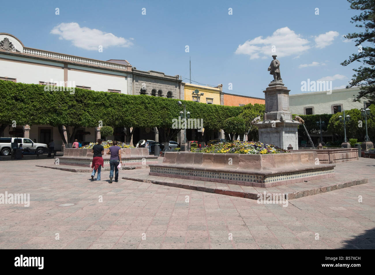 Plaza de la Independencia (Plaza de Armas) in Santiago de Queretaro (Queretaro), a UNESCO World Heritage Site, Queretaro State Stock Photo