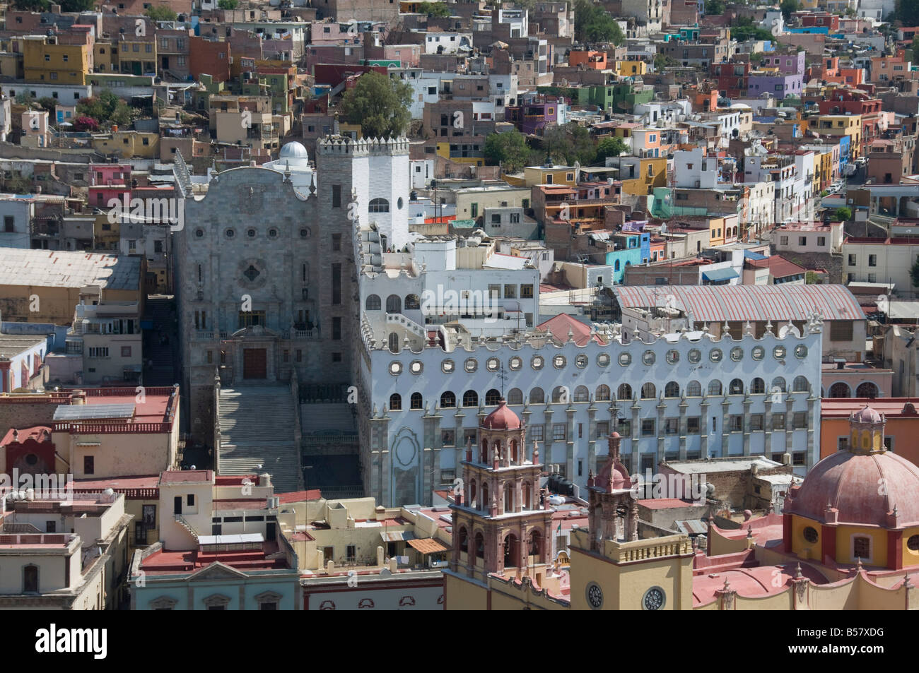 University of Guanajuato, the blue grey building, in Guanajuato, a UNESCO World Heritage Site, Guanajuato State, Mexico Stock Photo