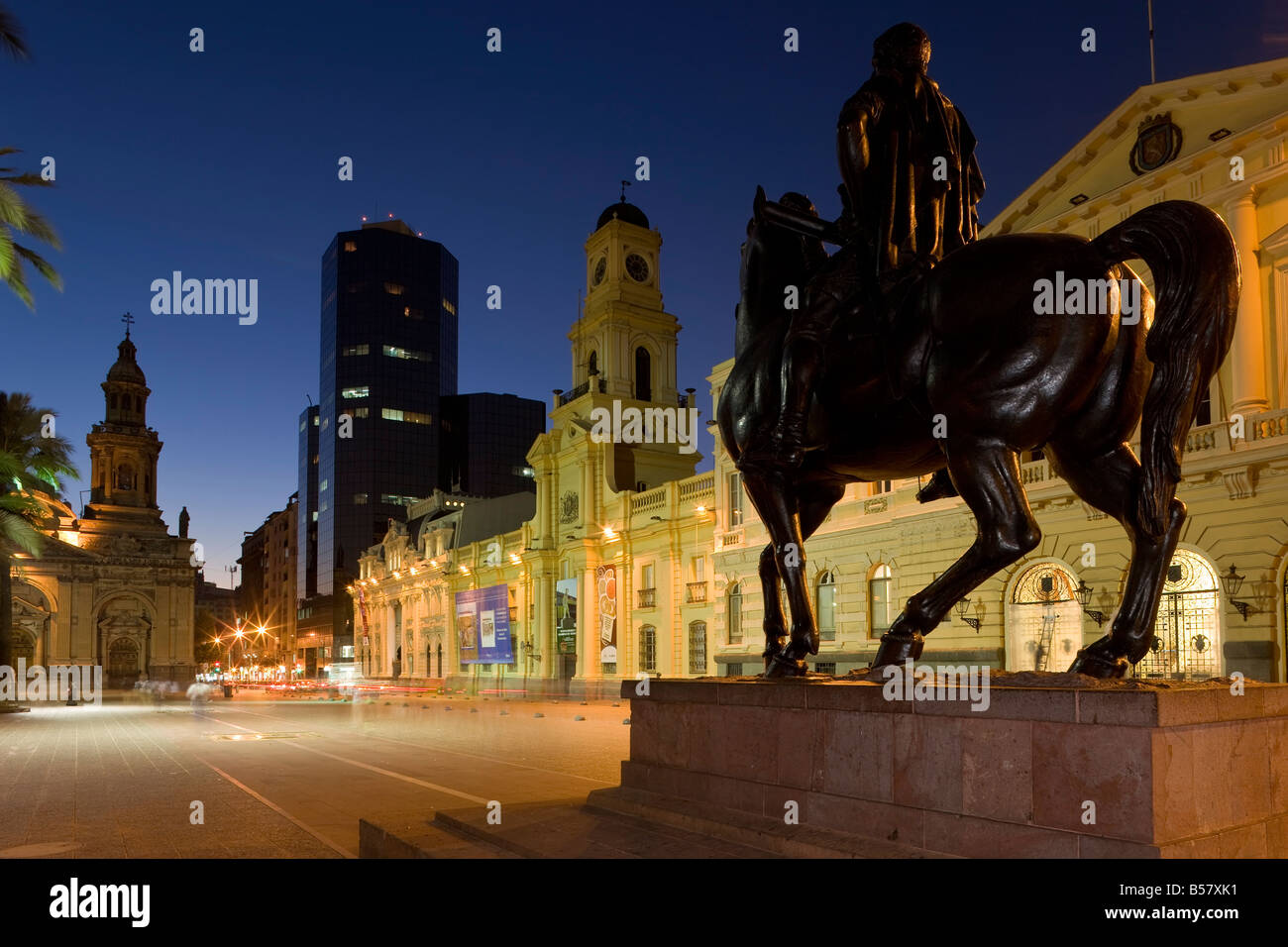 Close-up of the equestrian statue of Pedro de Valdivia, Santiago, Chile Stock Photo