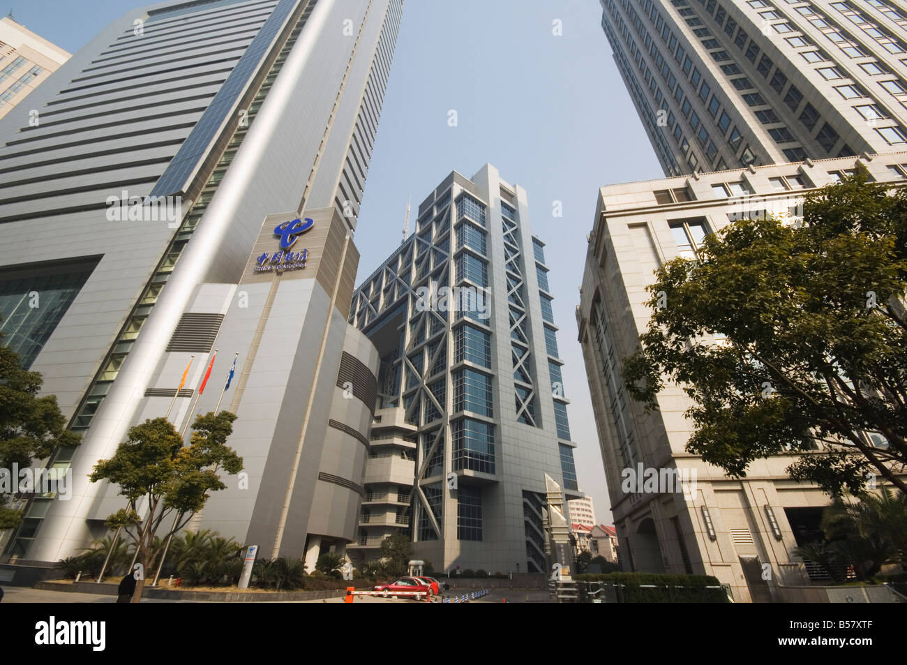 Shanghai Stock Exchange Building surrounded by skyscrapers in Pudong