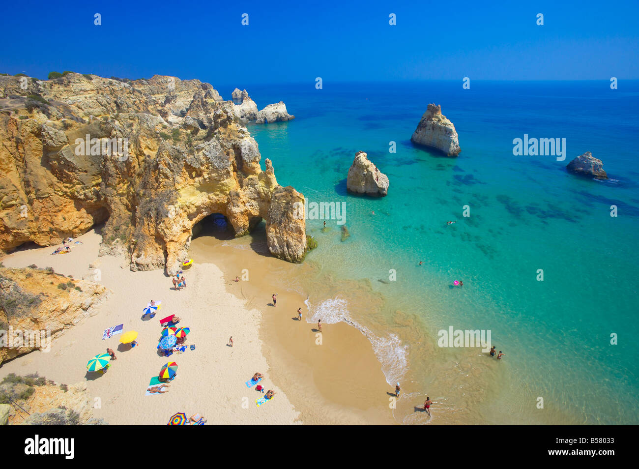 Beach at Lagos, Algarve, Portugal, Europe Stock Photo