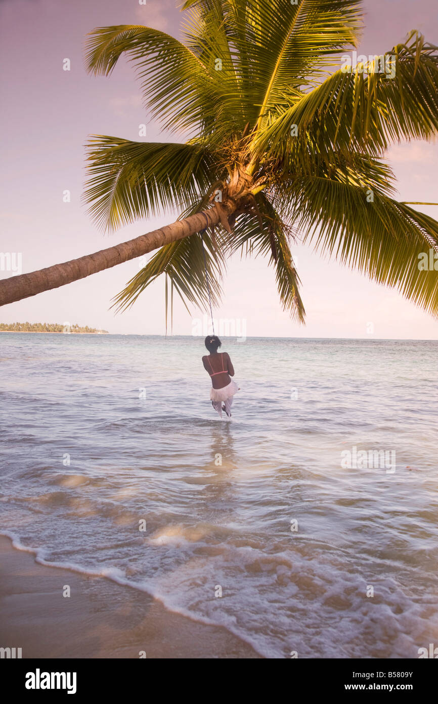 Haitian woman, Las Terrenas, Samana Peninsula, Dominican Republic, West Indies, Caribbean, Central America Stock Photo