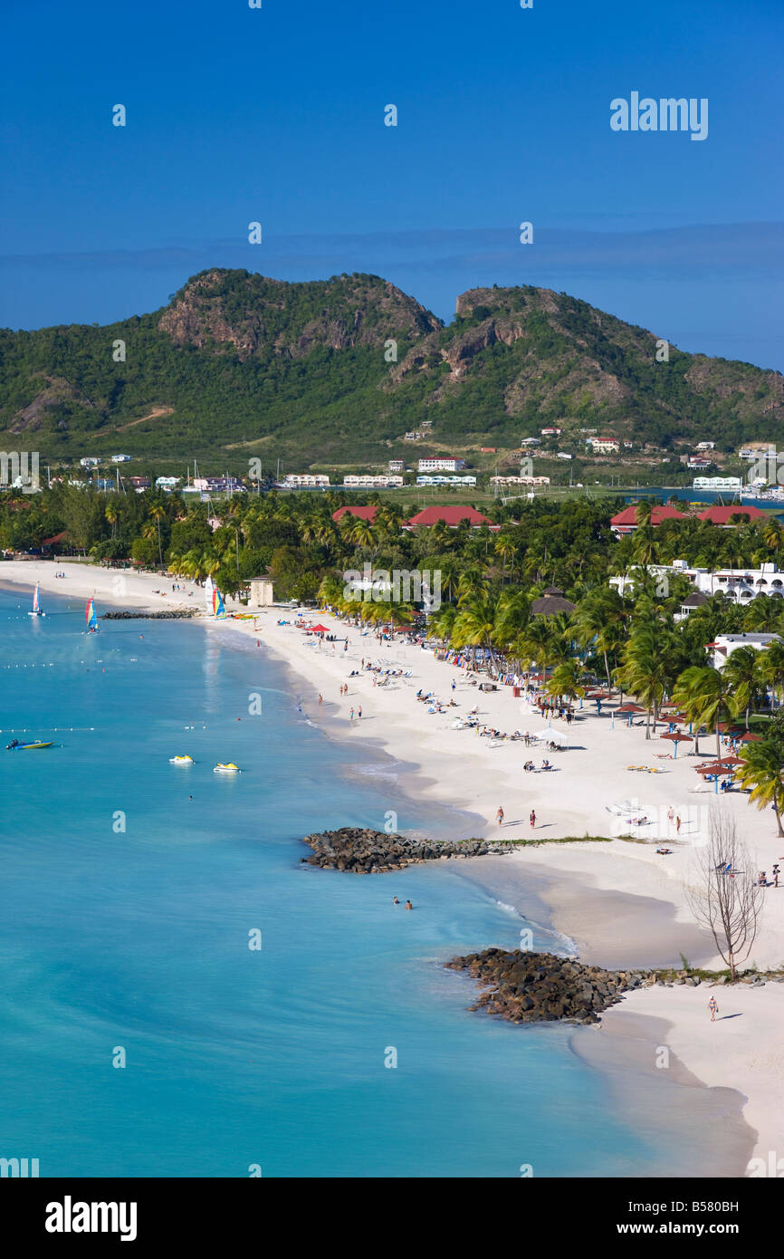 Elevated view over Jolly Harbour and Jolly Beach, Antigua, Leeward Islands, West Indies