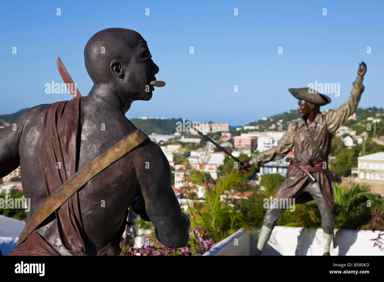 Sculpture in Blackbeard's Castle, one of four National Historic sites in the US Virgin Islands, St. Thomas, Caribbean Stock Photo