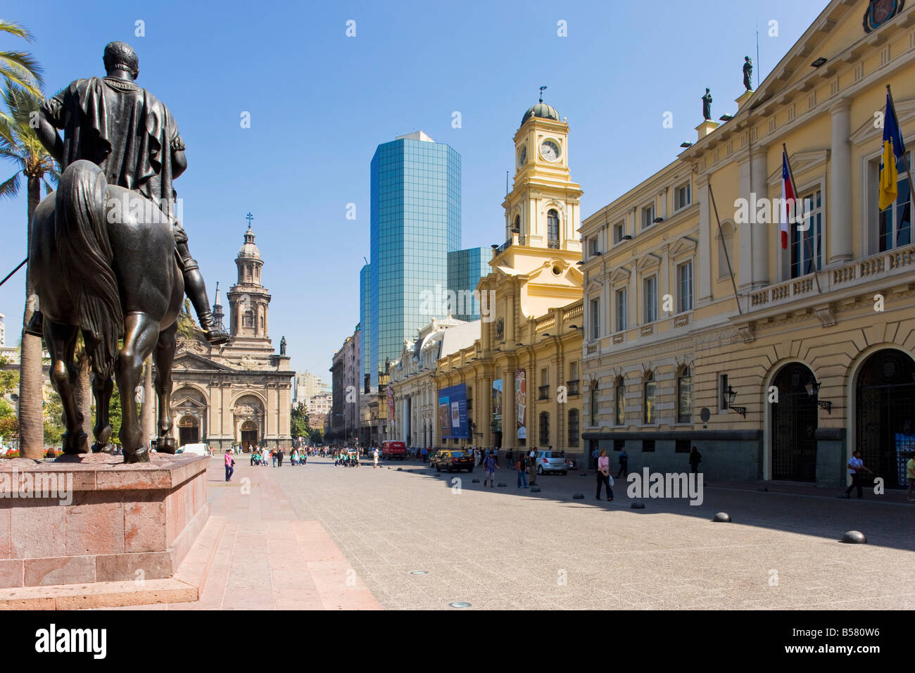 Statue of Don Pedro de Valdivia, Santiago, Chile Stock Photo