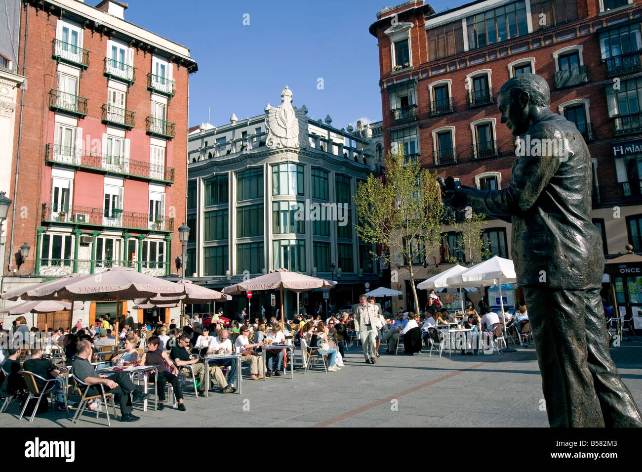 Federico Garcia Lorca statue, Plaza Santa Ana, Madrid, Spain, Europe Stock Photo