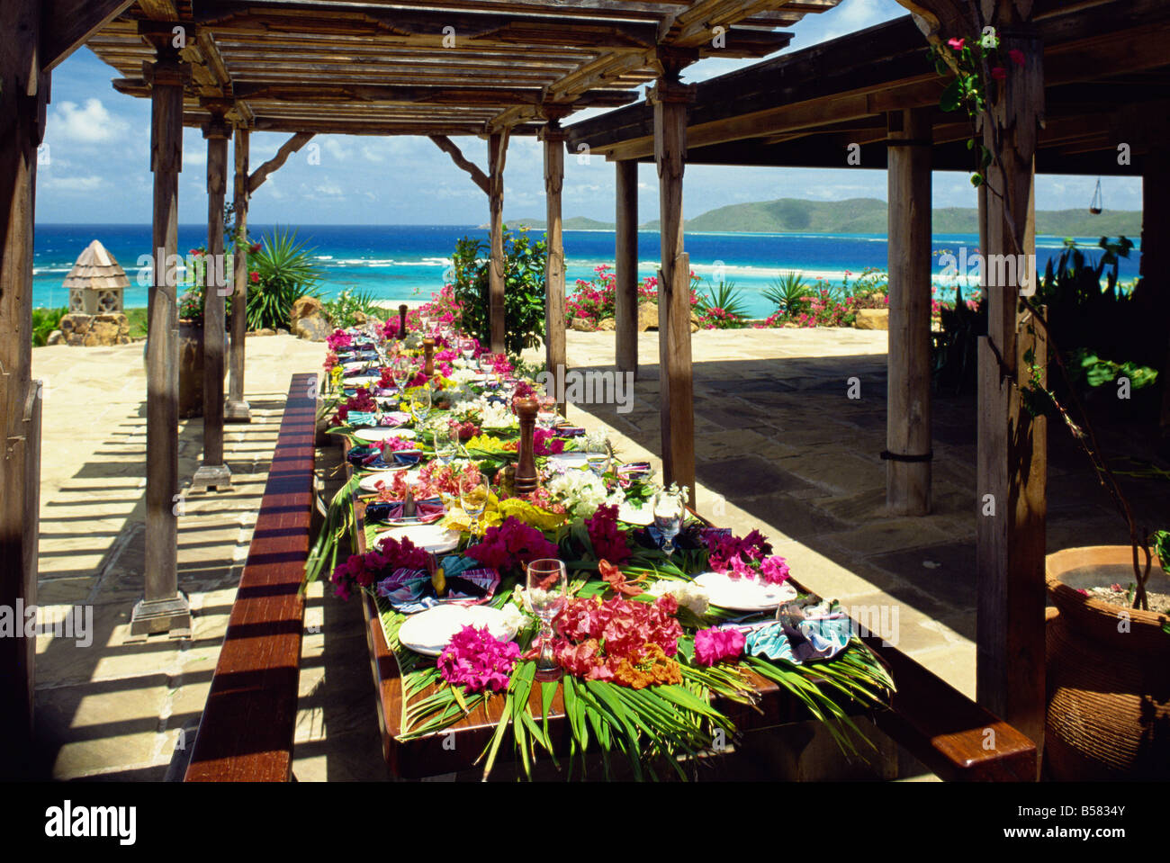 Al fresco dining, Bermuda, Atlantic Ocean, Central America Stock Photo