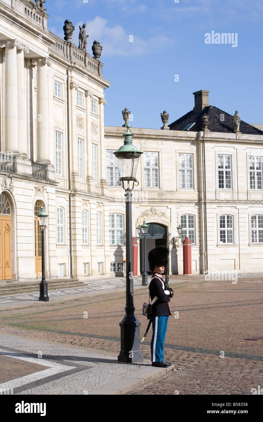 Royal guards in Amalienborg, Copenhagen, Denmark, Scandinavia, Europe Stock Photo