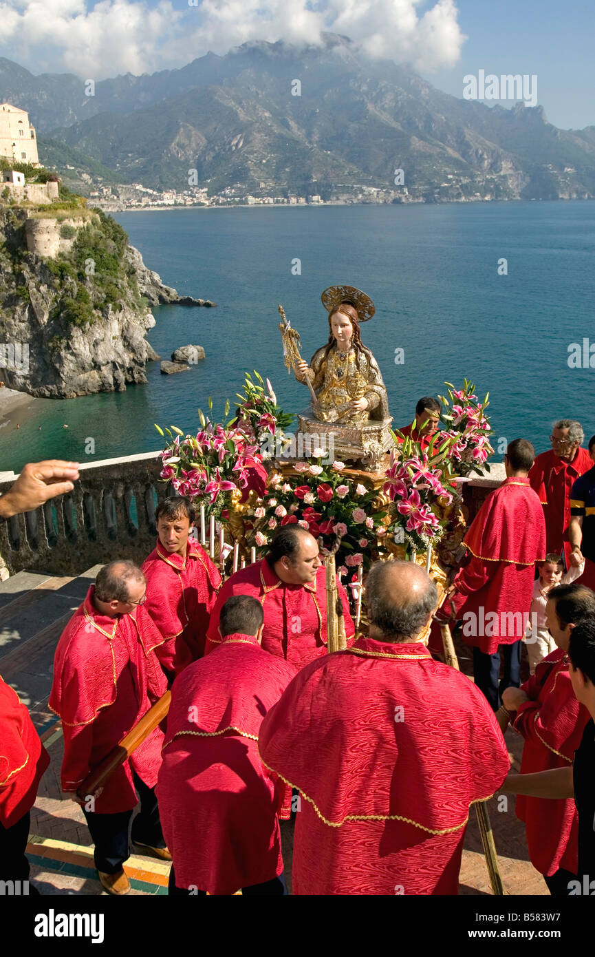 St. Maria Maddalena procession, Atrani, Amalfi coast, Campania, Italy, Europe Stock Photo