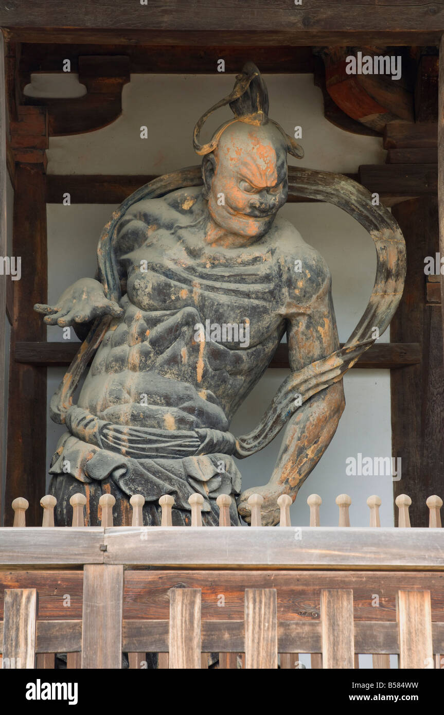 Guardians at Chumon (Central Gate), Horyu-ji Temple, Nara, Kansai, Honshu, Japan Stock Photo