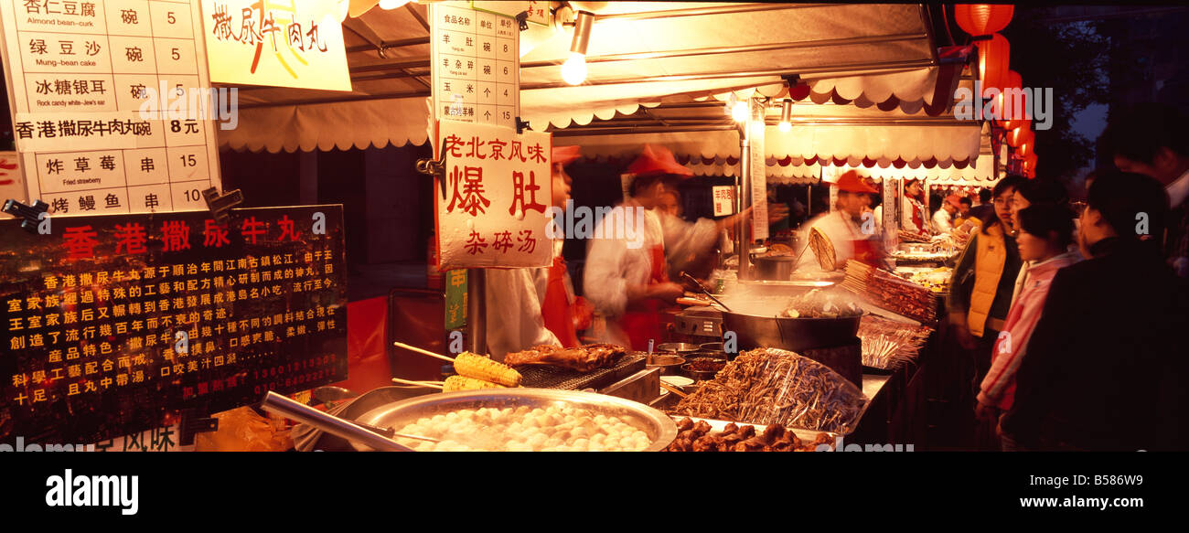 Food stalls, Donghua Yeshi night market, Beijing, China, Asia Stock Photo