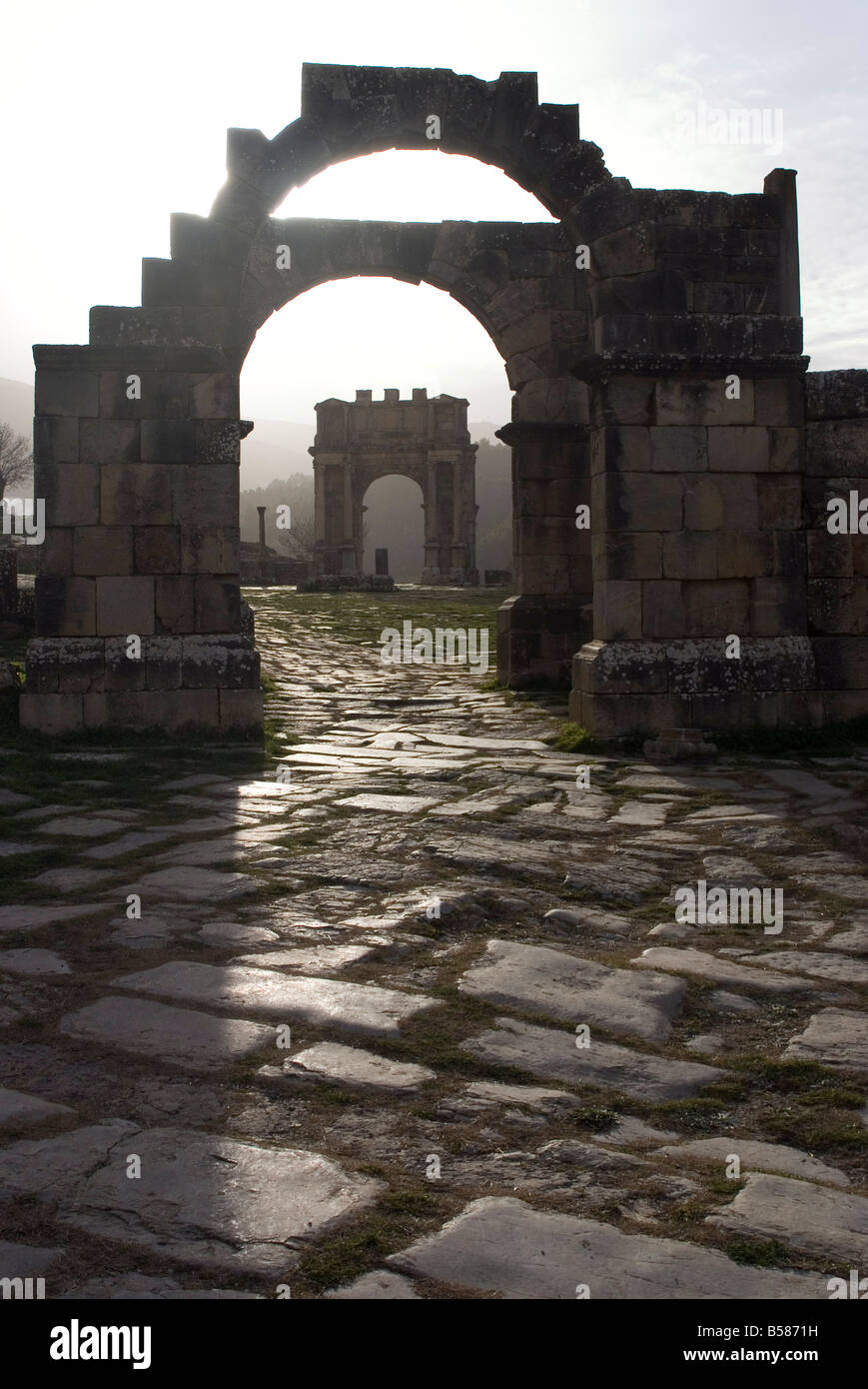 Arches at the northern end of the Forum, Djemila, UNESCO World Heritage Site, Algeria, North Africa, Africa Stock Photo