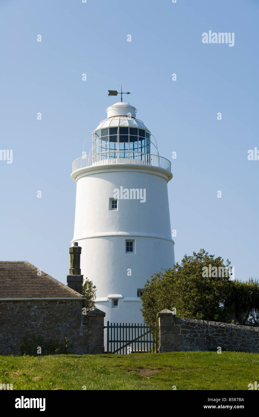 Lighthouse, now a house, St. Agnes, Isles of Scilly, off Cornwall, United Kingdom, Europe Stock Photo