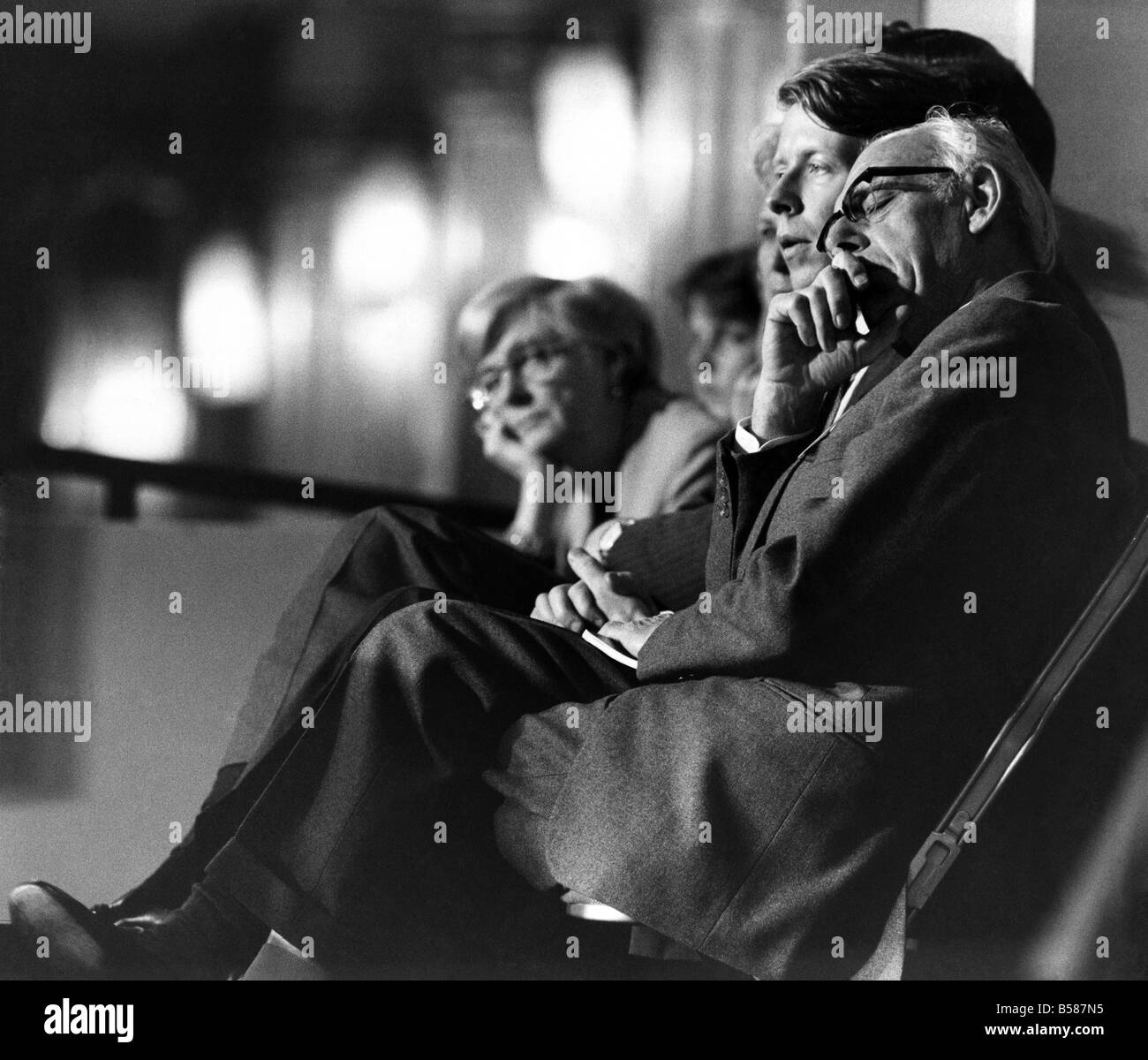 Tory Party Conference: Dennis Thatcher caught napping. October 1985 P05266 Stock Photo