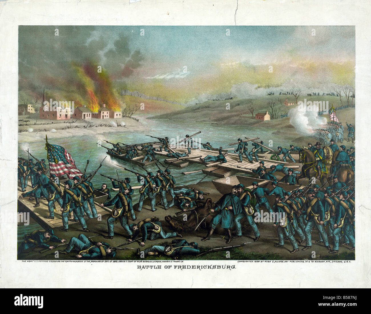 The crossing the Rappahannock - Battle of Fredericksburg Stock Photo