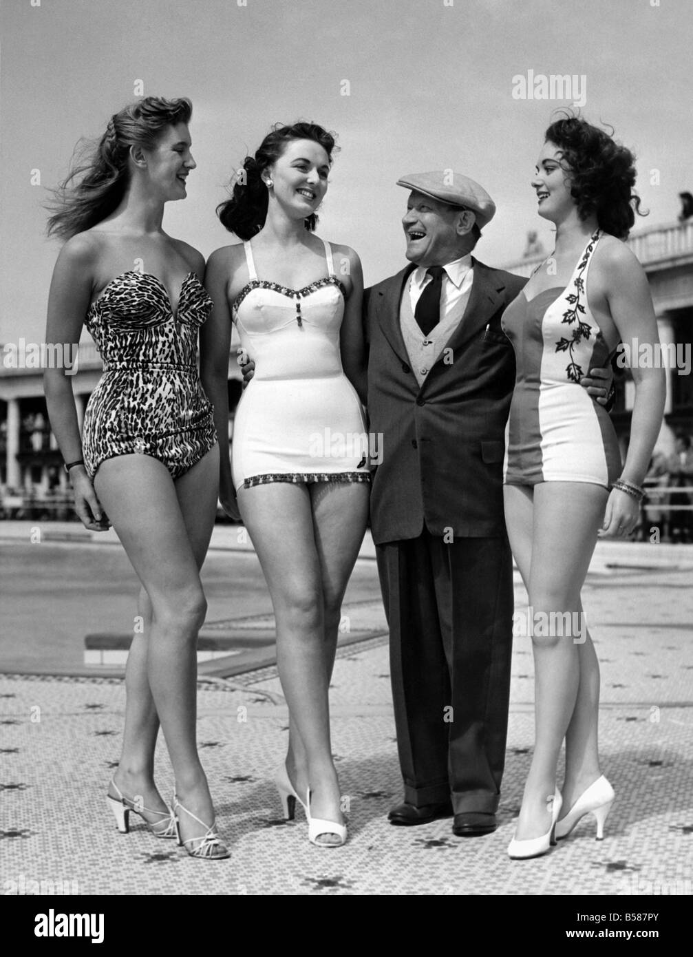 Blackpool Bathing Beauty competition today. Albert Modley who judged