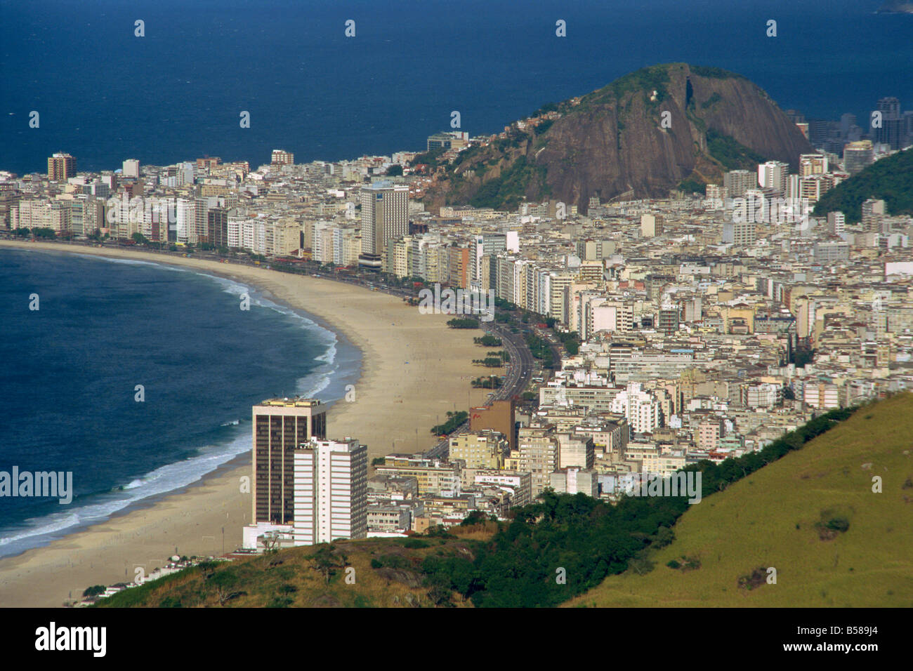 Overlooking Copacabana Beach from Sugarloaf Sugar Loaf Mountain Rio de Janeiro Brazil South America Stock Photo