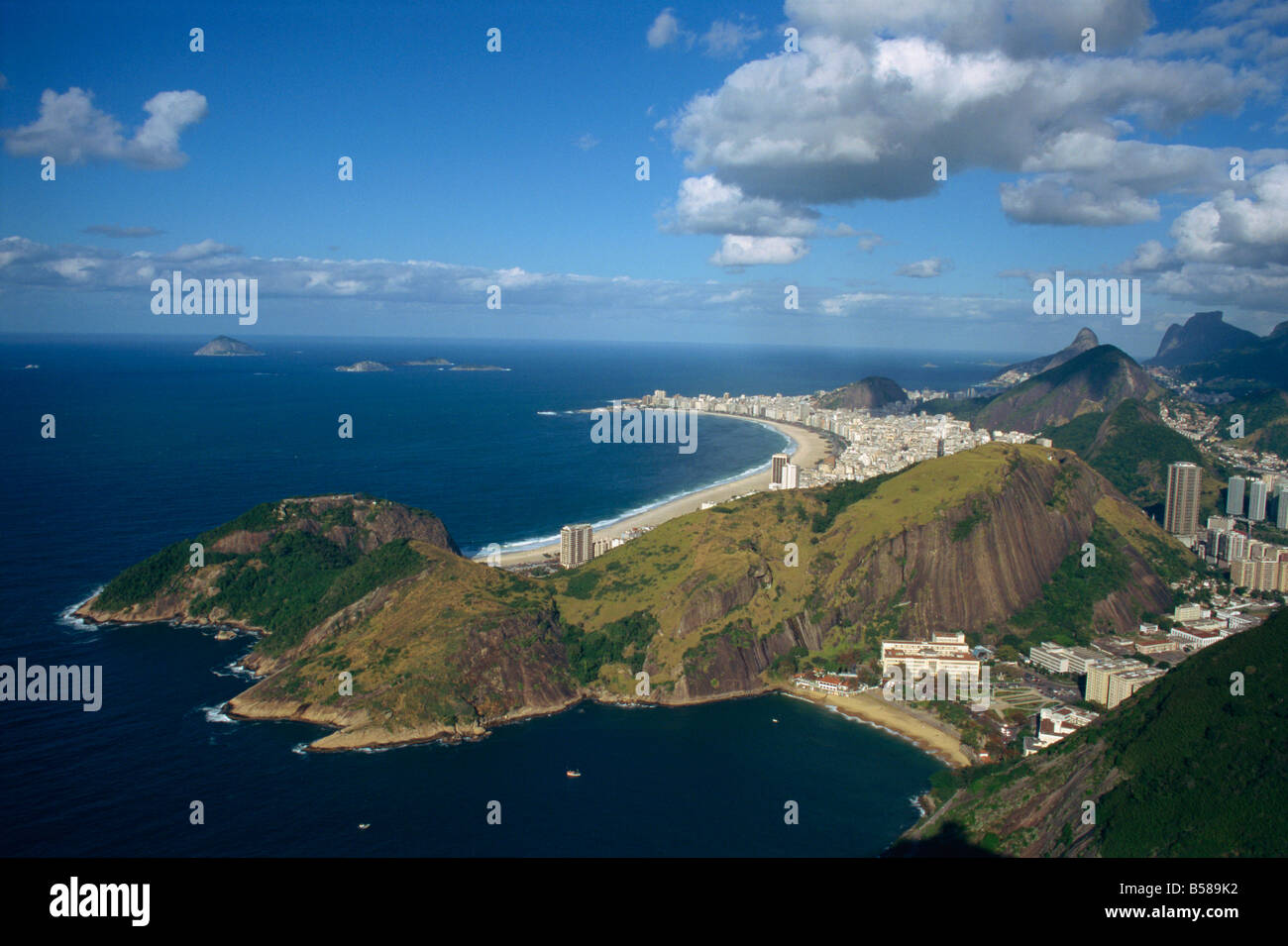 Overlooking Copacabana Beach from Sugarloaf Sugar Loaf Mountain Rio de Janeiro Brazil South America Stock Photo
