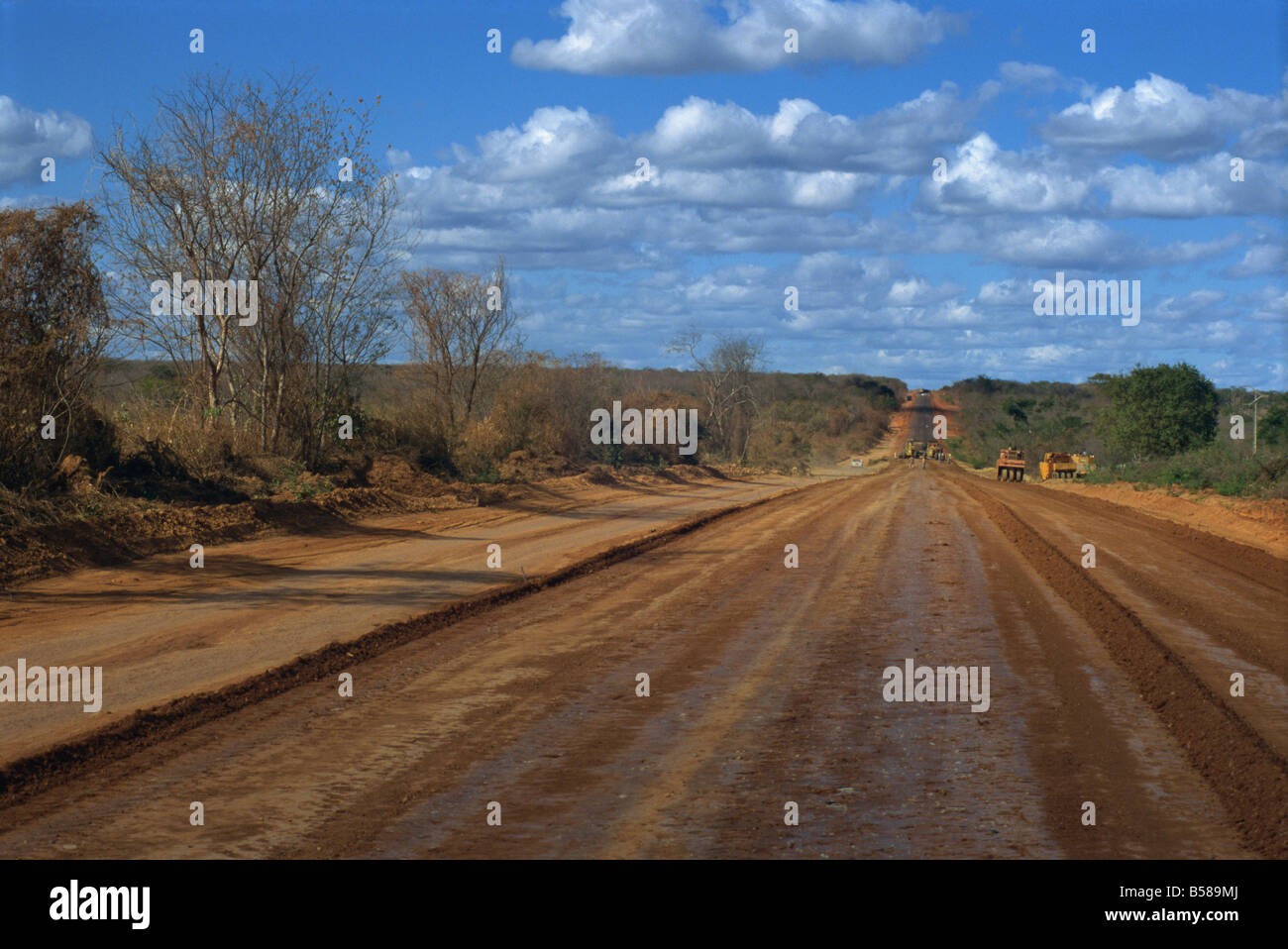 Empty road across Sertao Bahia Eastern Highlands Brazil South America Stock Photo