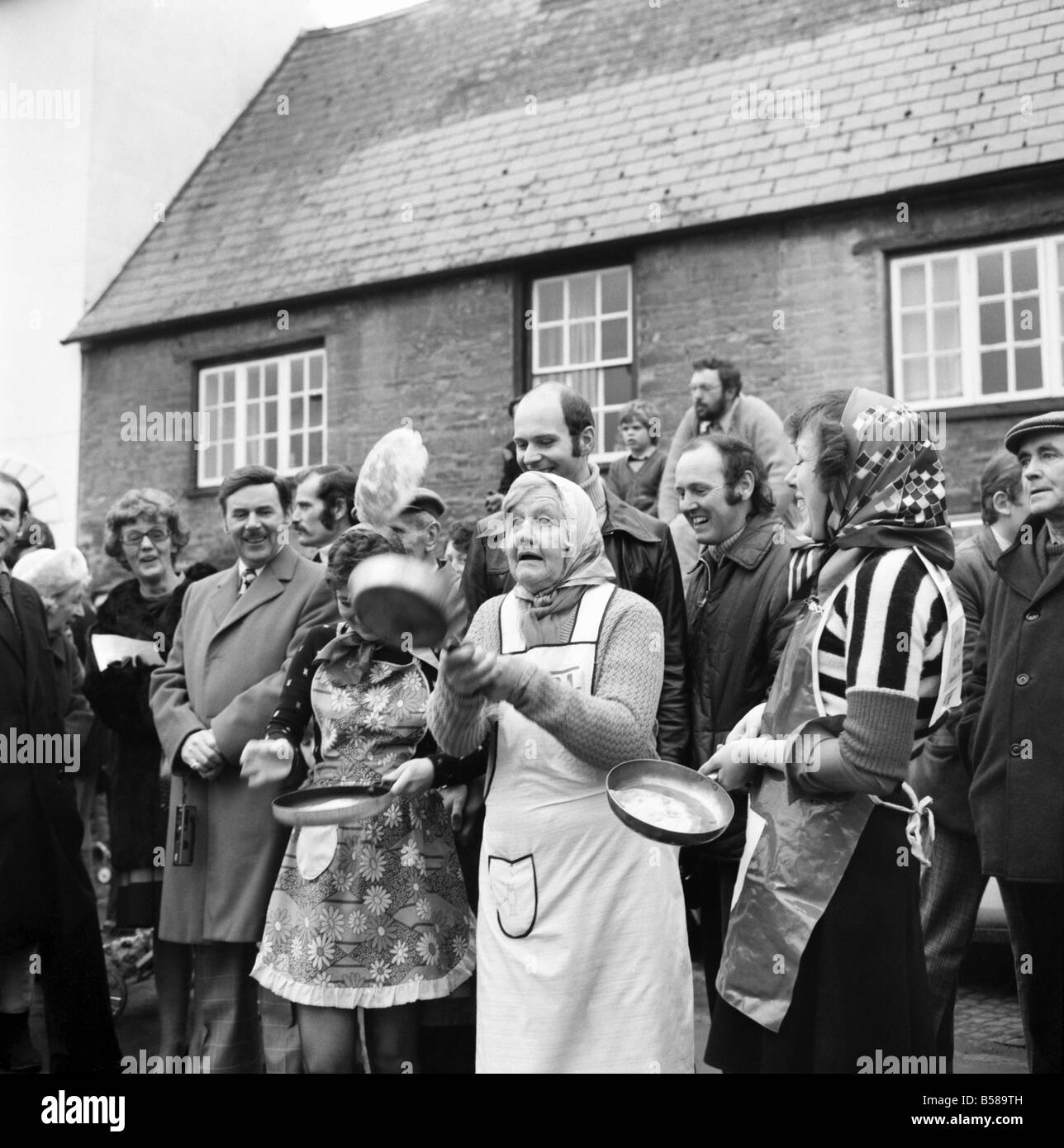 Olney, Bucks. Pancake Race England. Winner Sally Ann Faulkner, 17