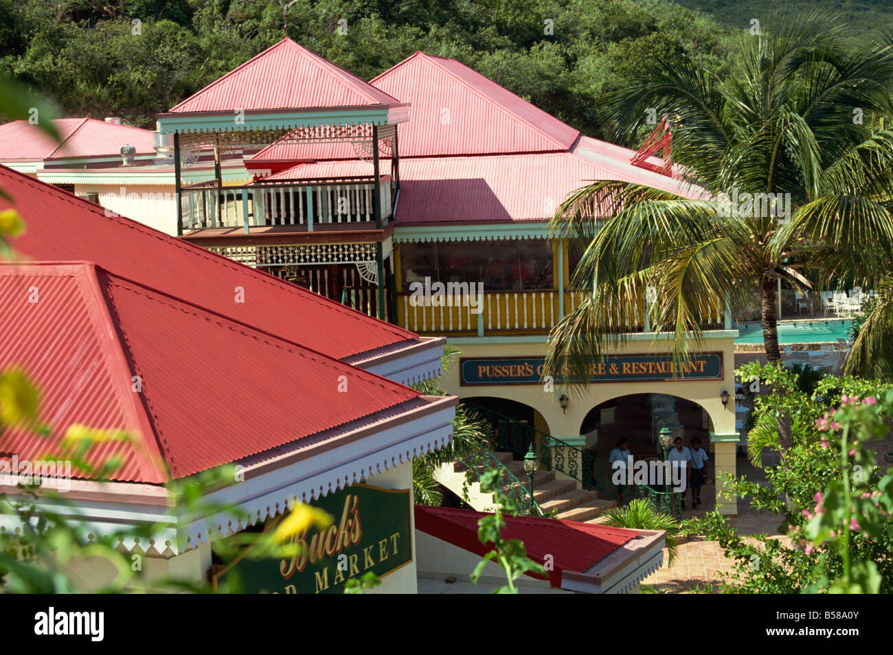 Pusser s store bar and restaurant Laverick Bay Virgin Gorda Virgin Islands West Indies Caribbean Central America Stock Photo