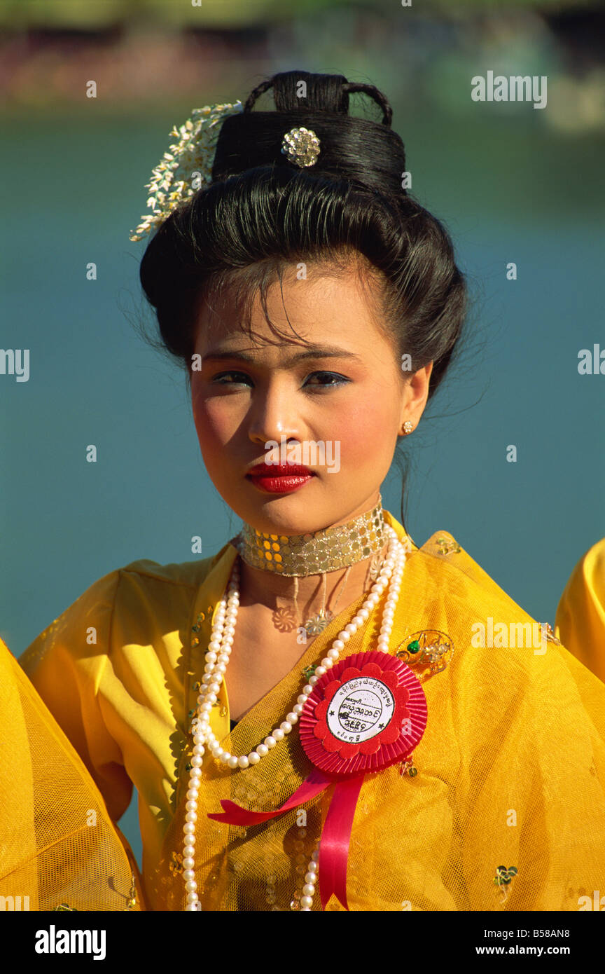 Rakhine girl in traditional dress, Rakhine State, Myanmar (Burma Stock