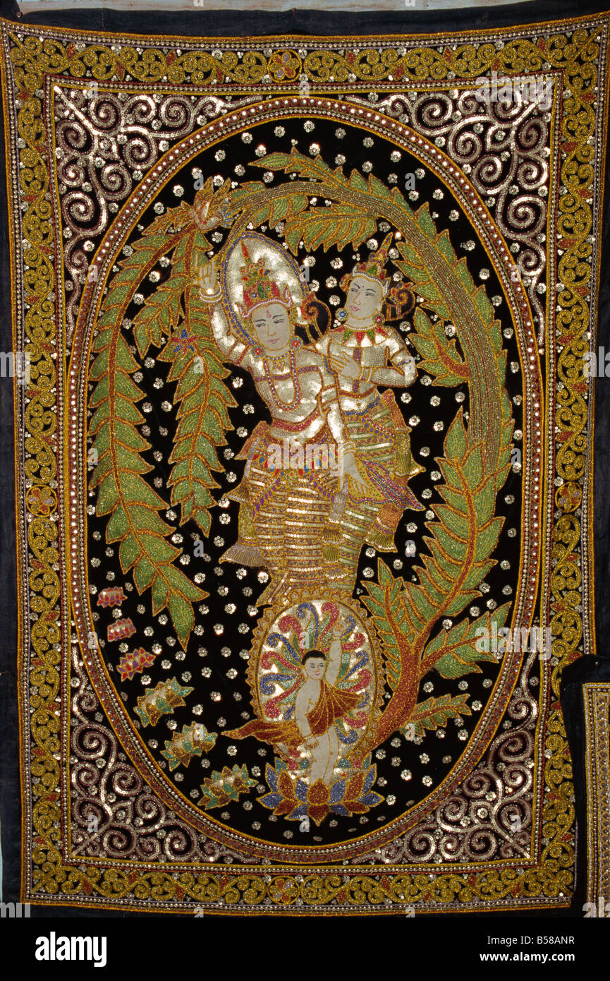 Kalaga tapestry, Mandalay, Myanmar (Burma Stock Photo Alamy