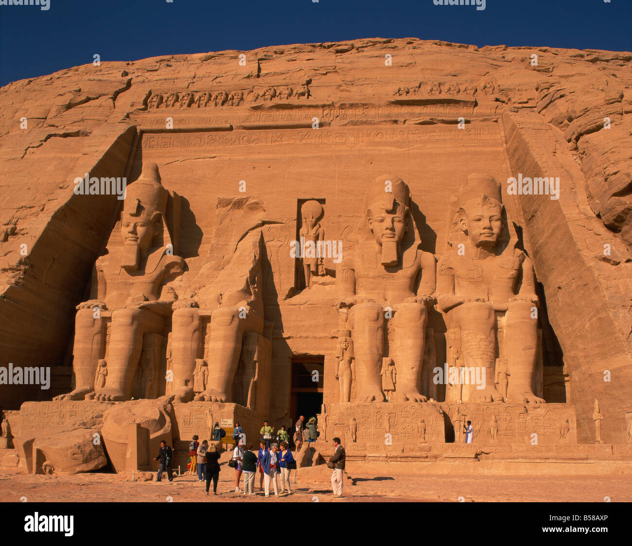 Temple of Re-Herakhte, built for Ramses II, also known as the Sun or Great Temple of Ramses II, Abu Simbel, Nubia, Egypt Stock Photo