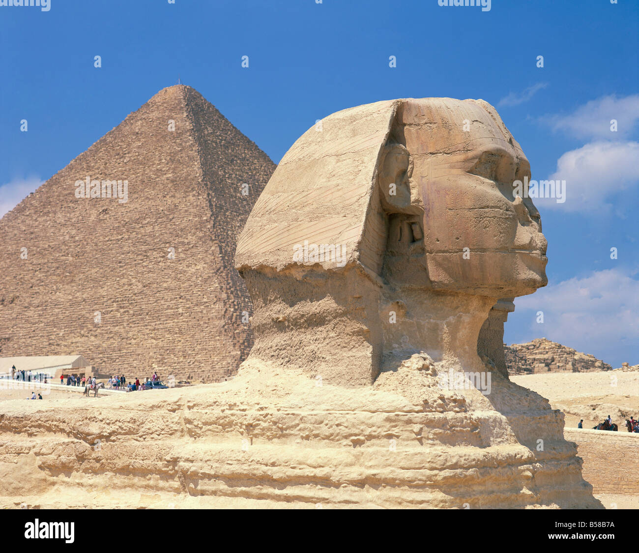 The Great Sphinx and one of the pyramids at Giza UNESCO World Heritage Site Cairo Egypt North Africa Africa Stock Photo