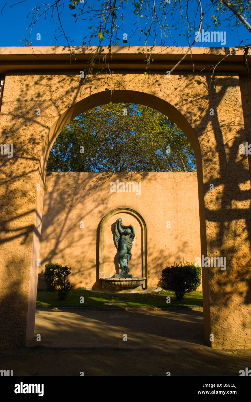 Statue in Jardins de Joan Maragall park in Montjuic in Barcelona Spain ...