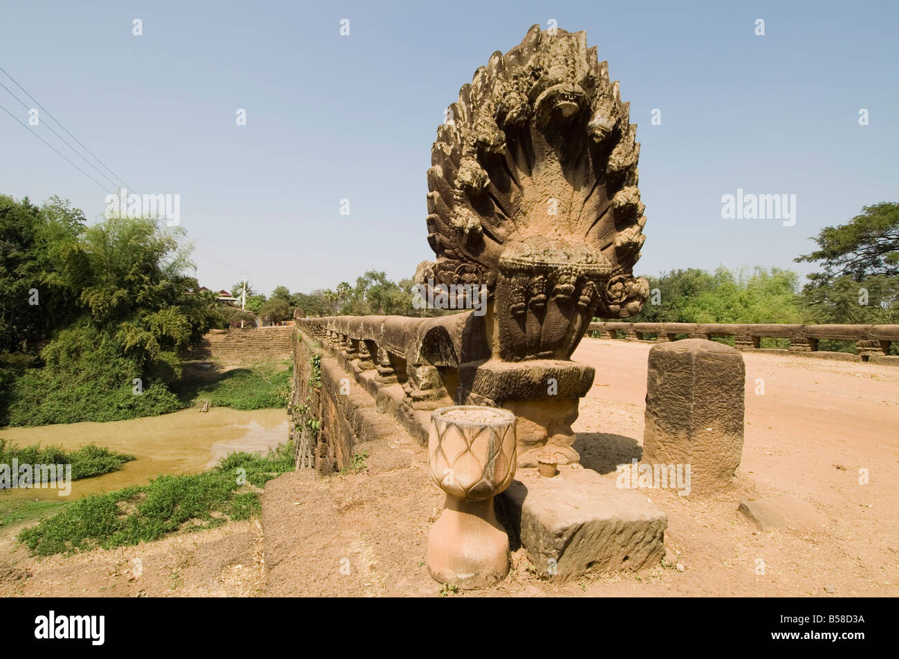 The 12th century bridge, near Siem Reap, Cambodia, Indochina, Southeast Asia Stock Photo