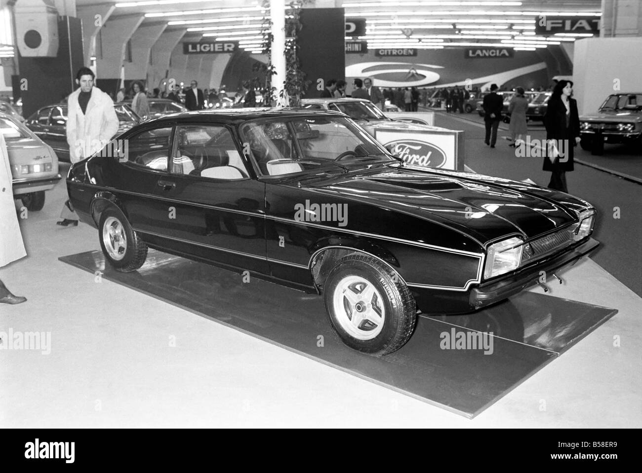 Ford Capri at the Geneva Motor Show. March 1975 75-01419-009 Stock Photo