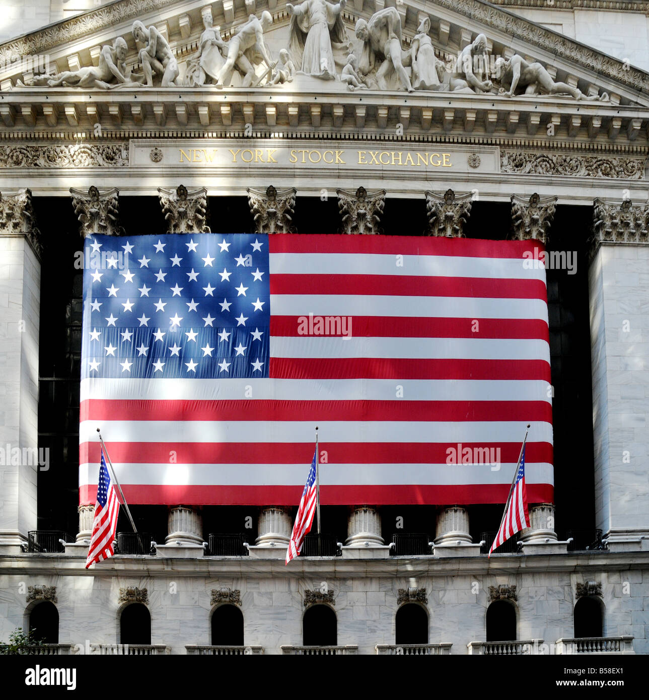 front of 'new york' 'stock exchange' 'wall street' and nasau st nyc ny america Stock Photo