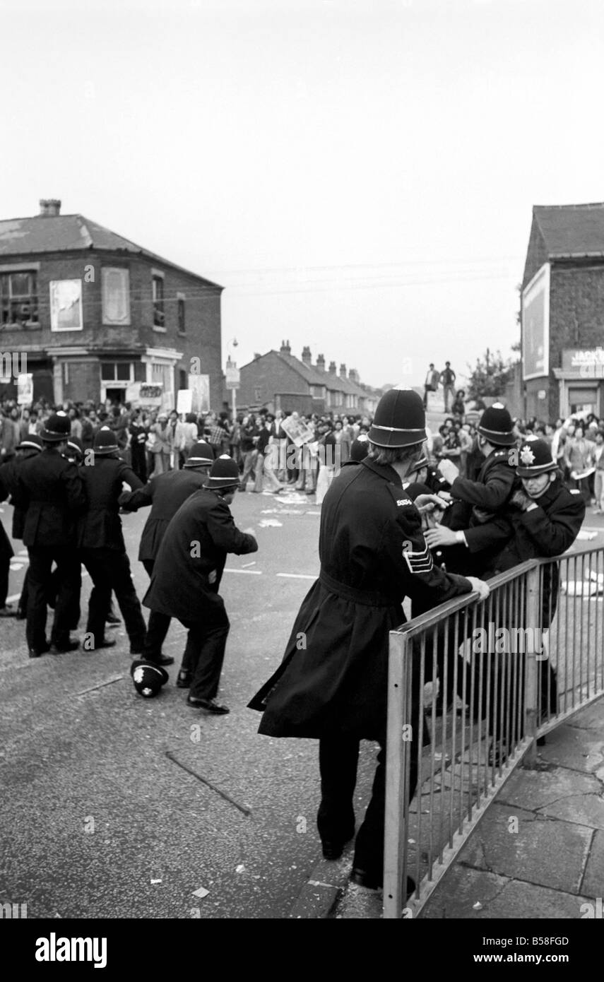 The Birmingham Riots. Police duck as missiles are thrown at the ...