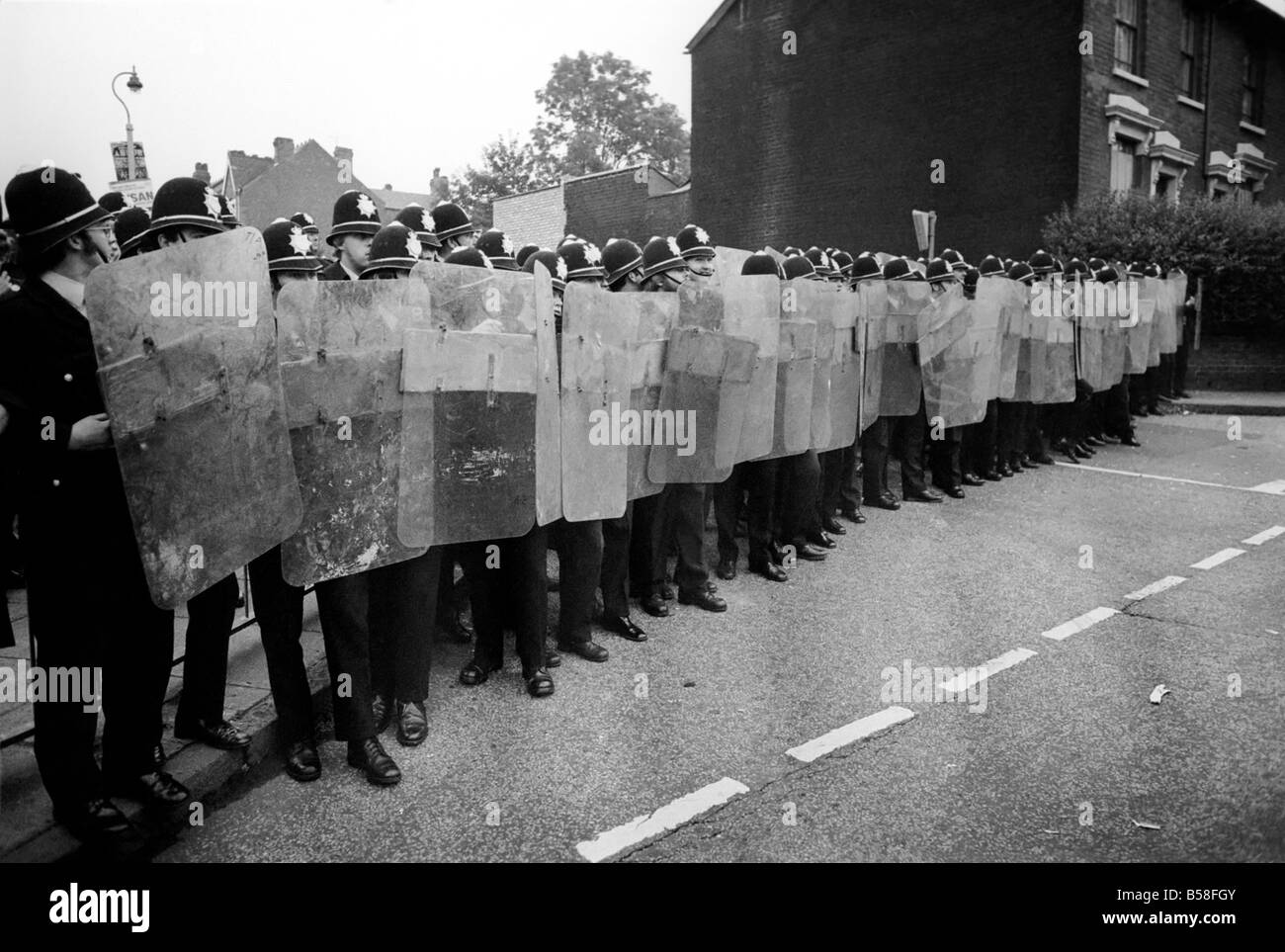 The Birmingham Riots. Police with New Shields block off the Boulton ...