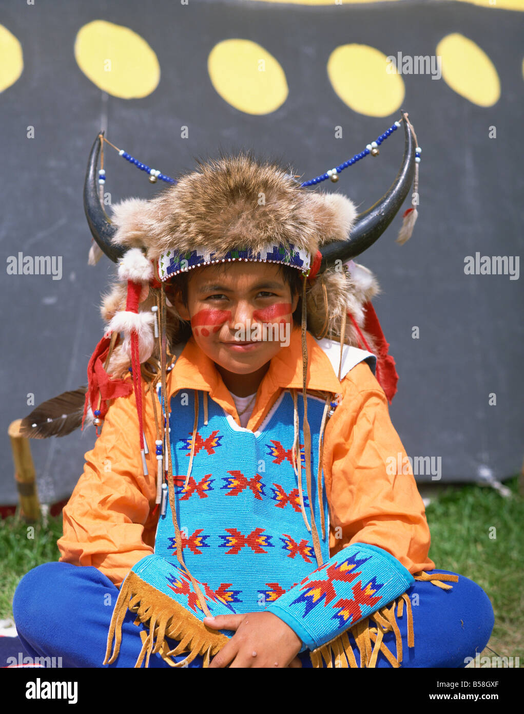 Native American boy Calgary Alberta Canada North America Stock Photo