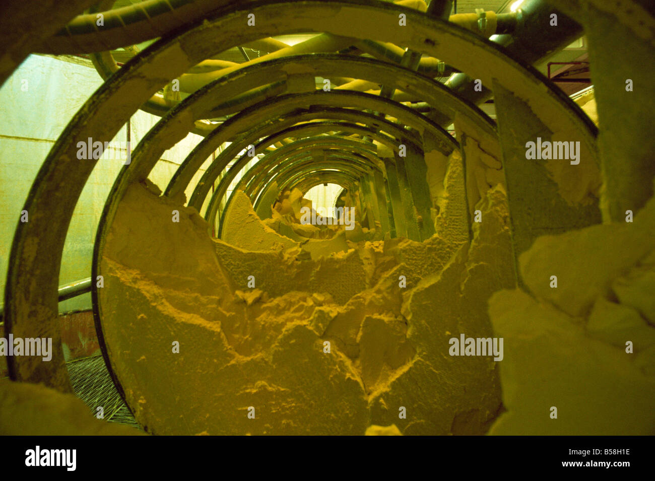 Yellow cake, powdery uranium oxide in Burwell filter press, Uranium