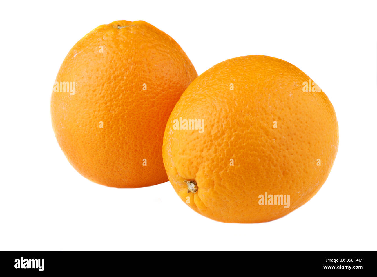 Two fresh oranges on white background Stock Photo - Alamy