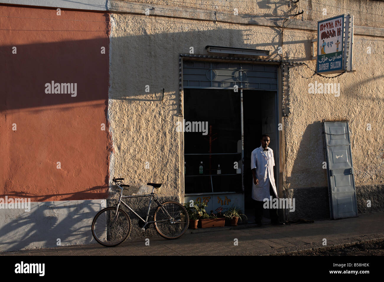 A barbers shop in Asmara, Eritrea, Africa Stock Photo