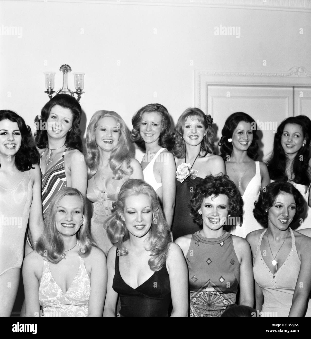 1976 'Miss England' Contest: The contestants who will take part in the Miss England Contest tomorrow evening at the Lyceum Ballr Stock Photo
