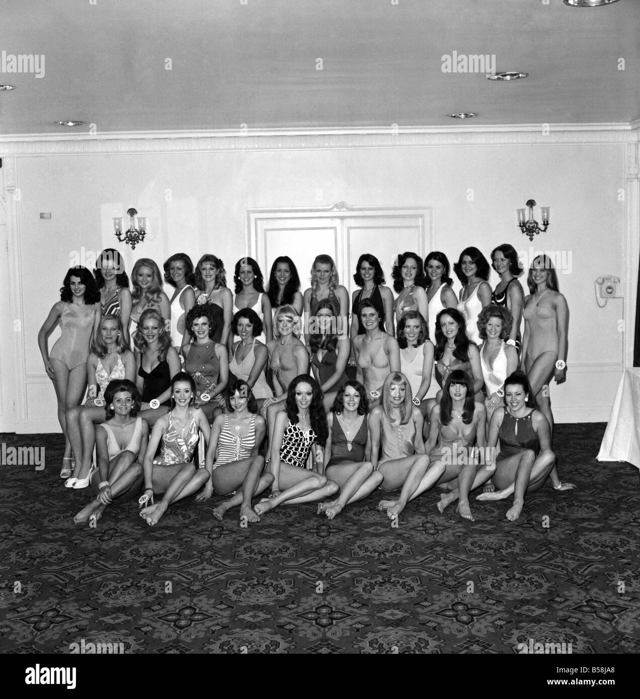 1978 'Miss England' Contest: The contestants who will take part in the Miss England Contest tomorrow evening at the Lyceum Ballr Stock Photo